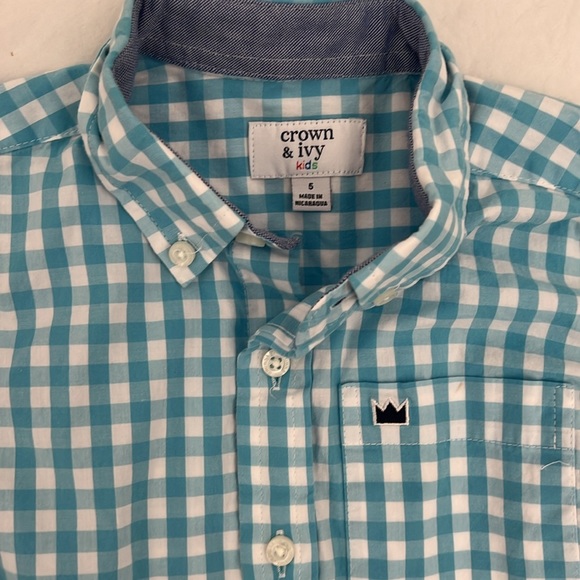 Crown and Ivy blue white check shirt, size 5 - Picture 2 of 3